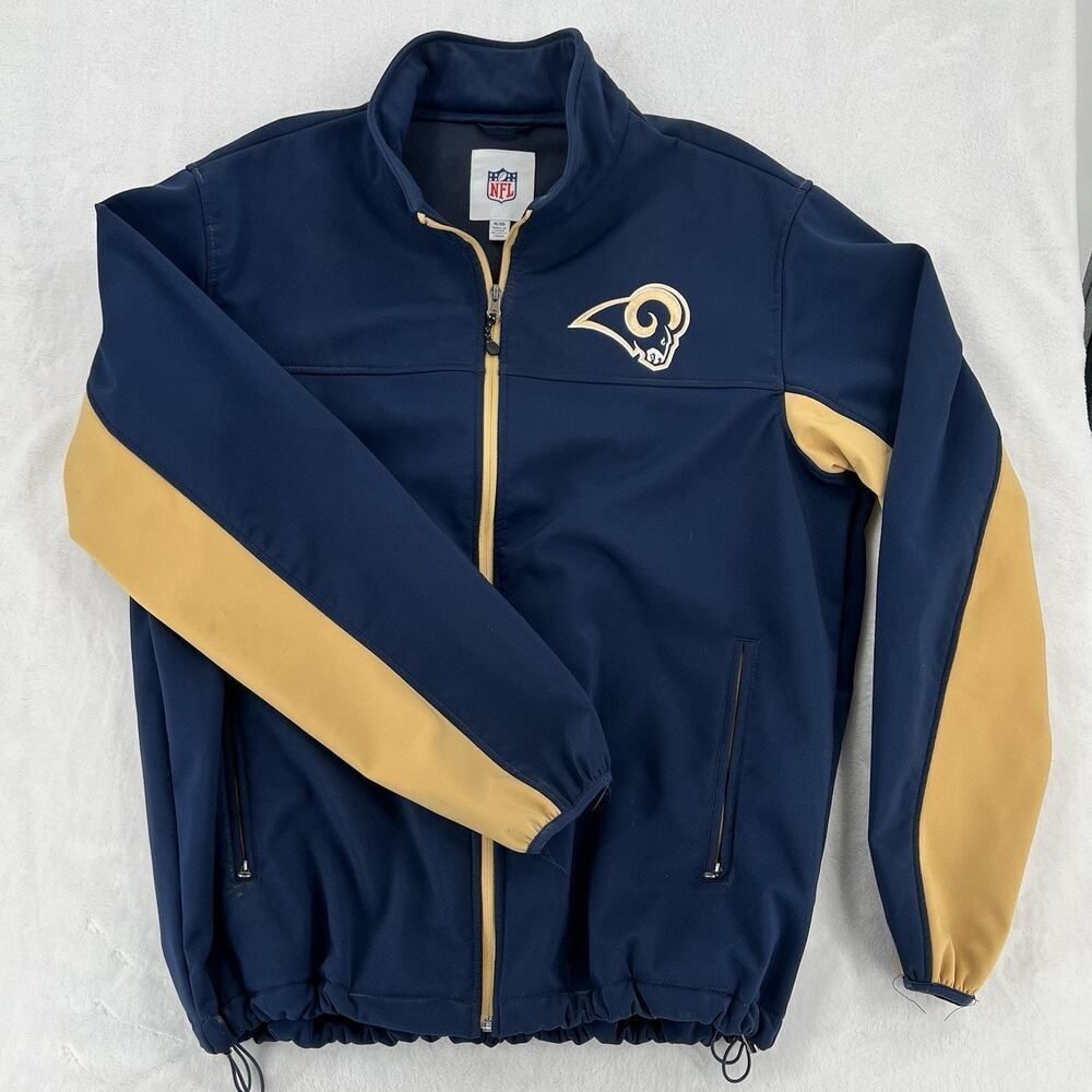 St Louis Rams NFL On Field Team Apparel Full Zip Up Insulated Jacket Coat XL EUC